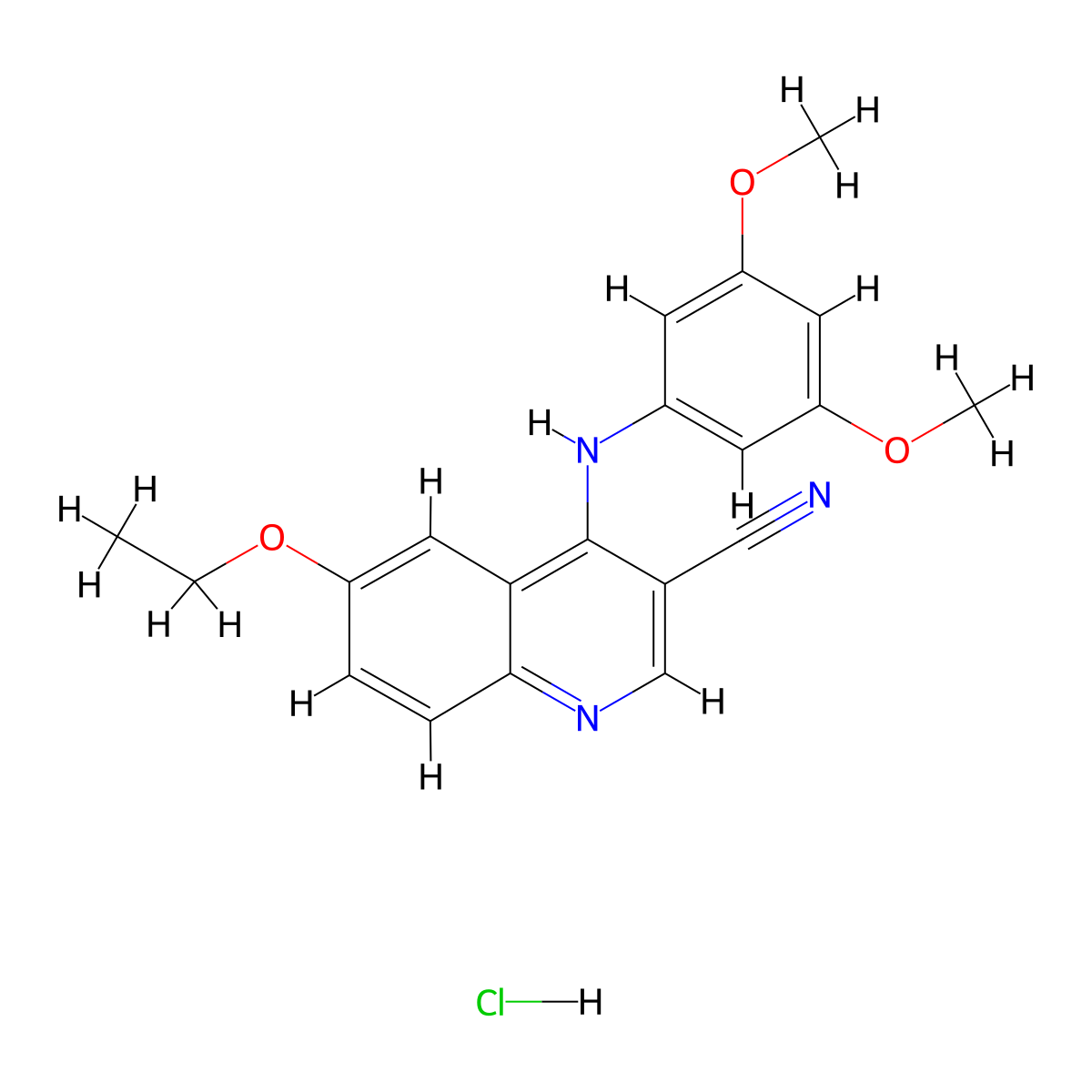 4-((3,5-Dimethoxyphenyl)amino)-6-ethoxyquinoline-3-carbonitrile hydrochloride molecular structure, CAS 1323330-72-8