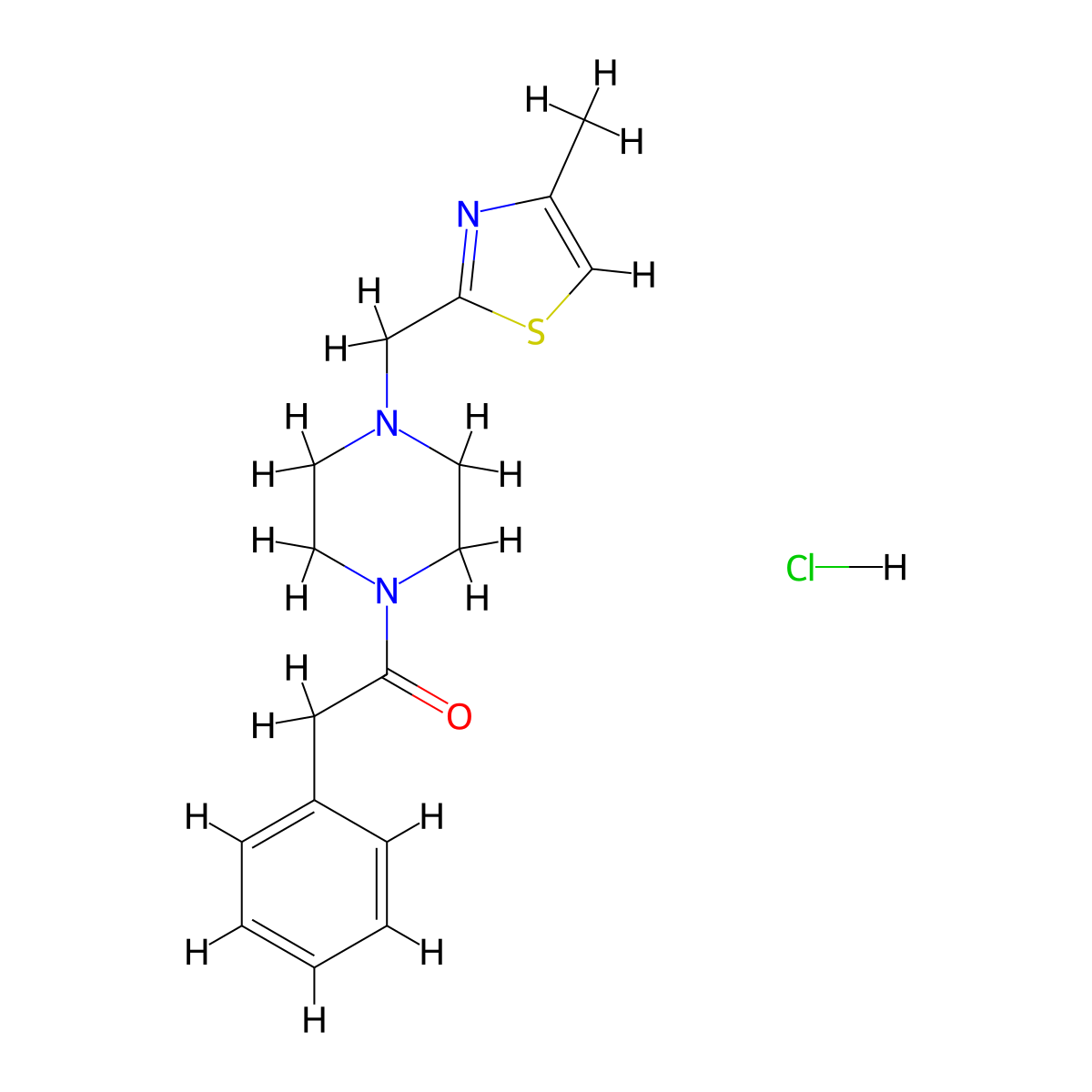 1-(4-((4-Methylthiazol-2-yl)methyl)piperazin-1-yl)-2-phenylethanone hydrochloride molecular structure, CAS 1323330-79-5