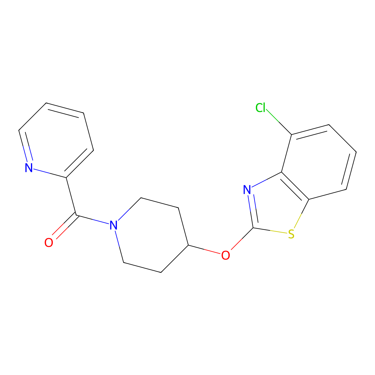 (4-((4-Chlorobenzo[d]thiazol-2-yl)oxy)piperidin-1-yl)(pyridin-2-yl)methanone molecular structure, CAS 1323334-71-9