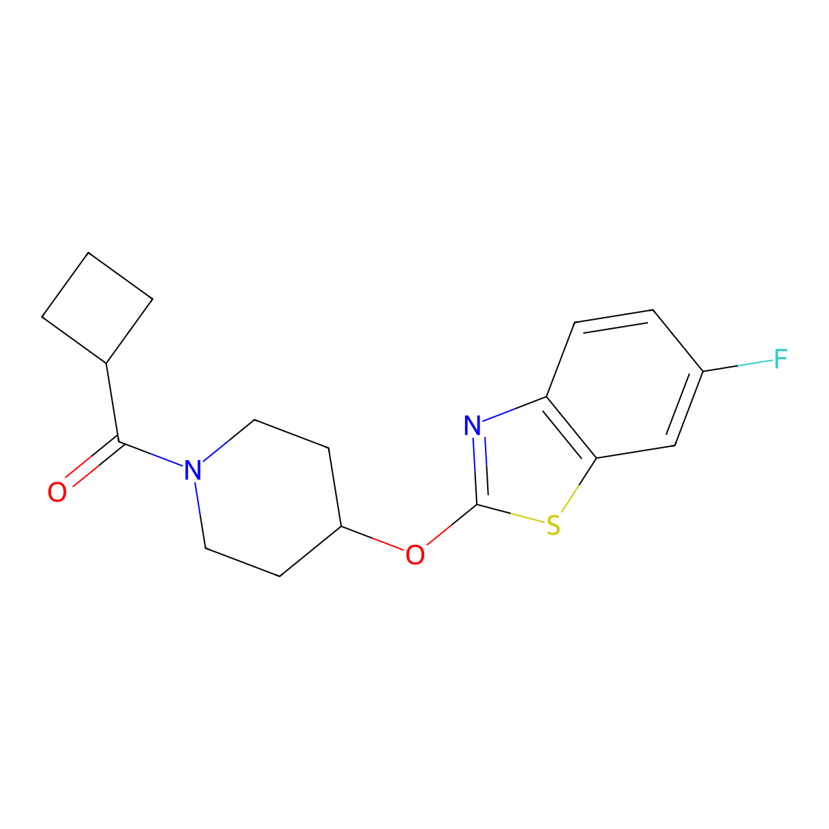 Cyclobutyl(4-((6-fluorobenzo[d]thiazol-2-yl)oxy)piperidin-1-yl)methanone molecular structure, CAS 1323335-45-0
