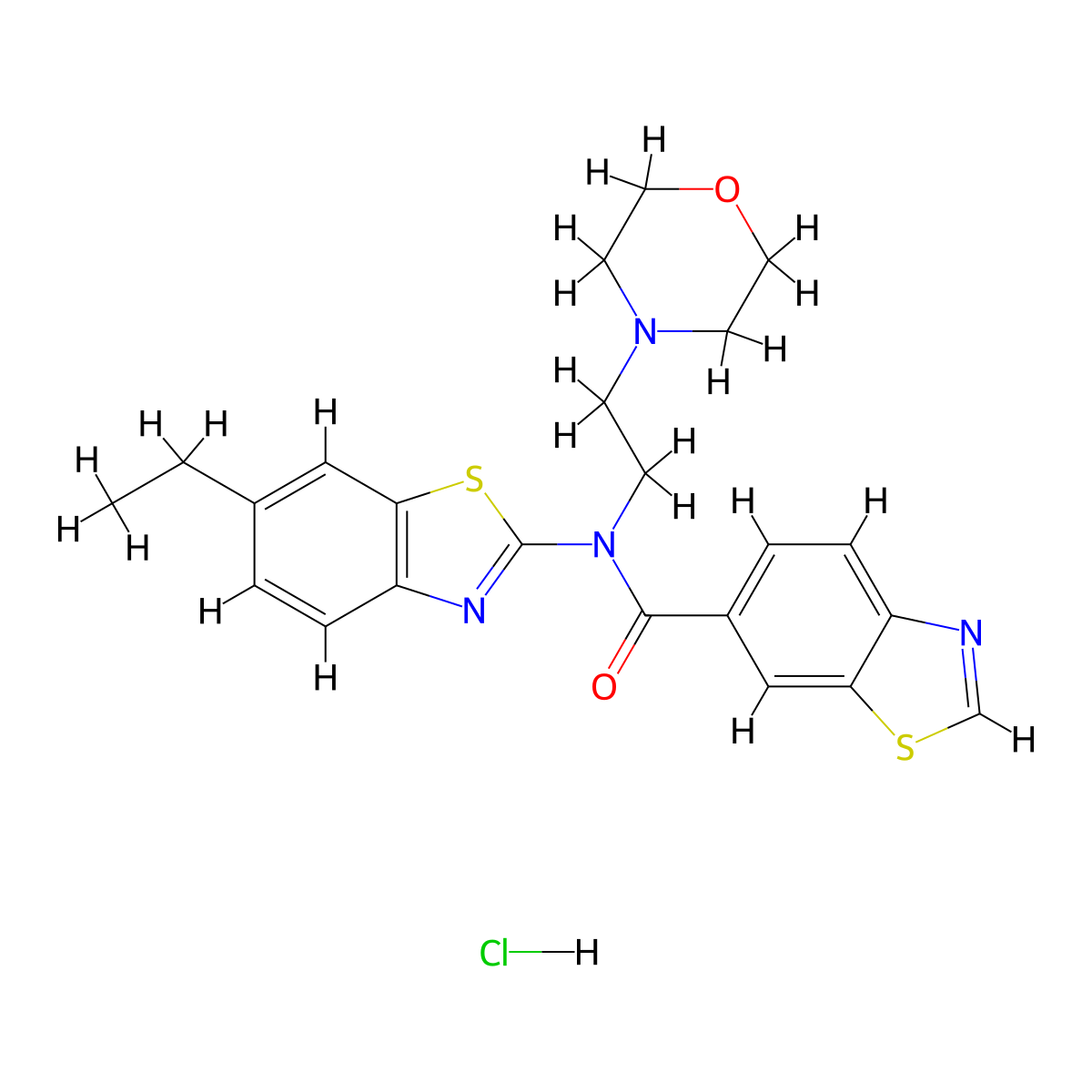 N-(6-ethylbenzo[d]thiazol-2-yl)-N-(2-morpholinoethyl)benzo[d]thiazole-6-carboxamide hydrochloride molecular structure, CAS 1323338-65-3