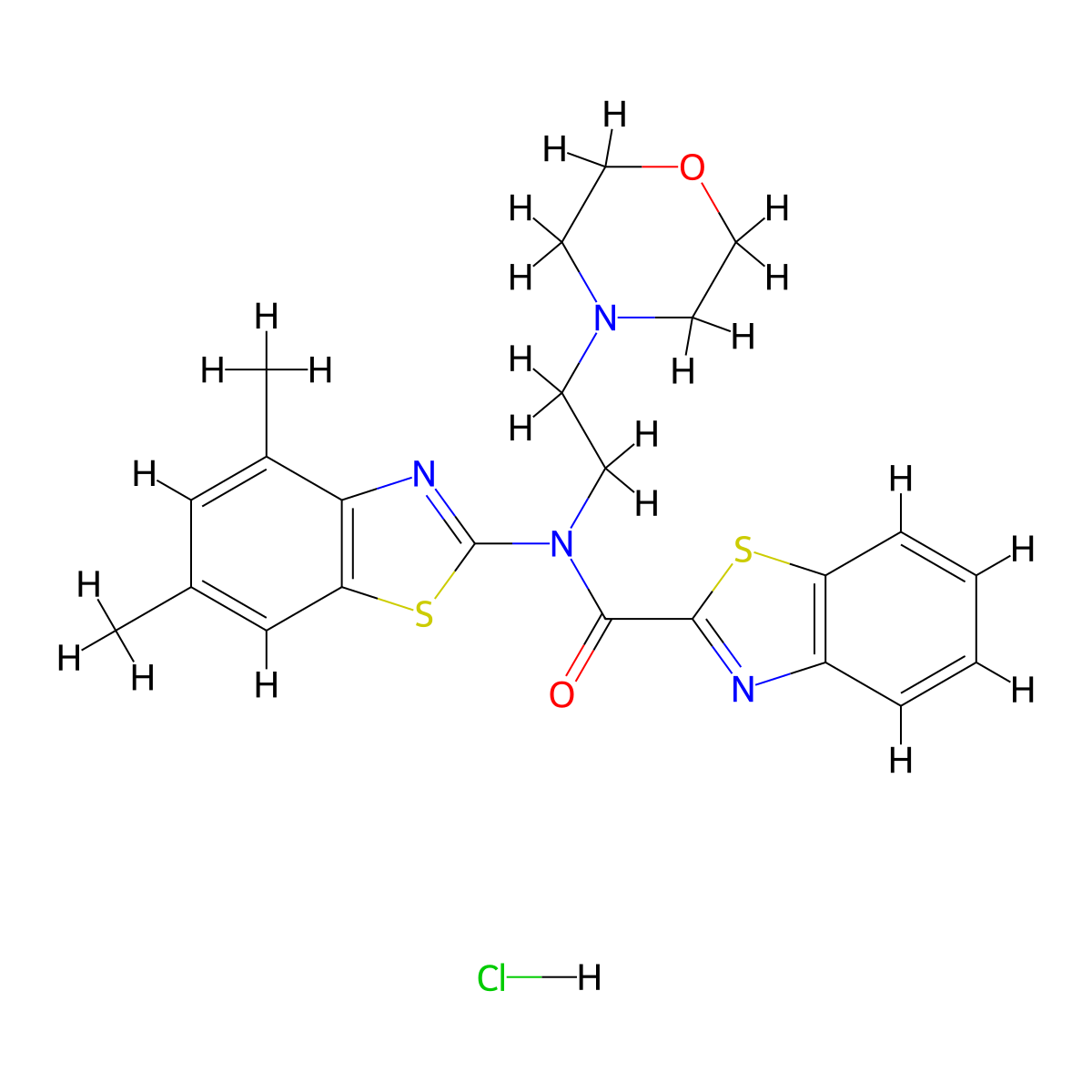 N-(4,6-dimethylbenzo[d]thiazol-2-yl)-N-(2-morpholinoethyl)benzo[d]thiazole-2-carboxamide hydrochloride molecular structure, CAS 1323338-80-2