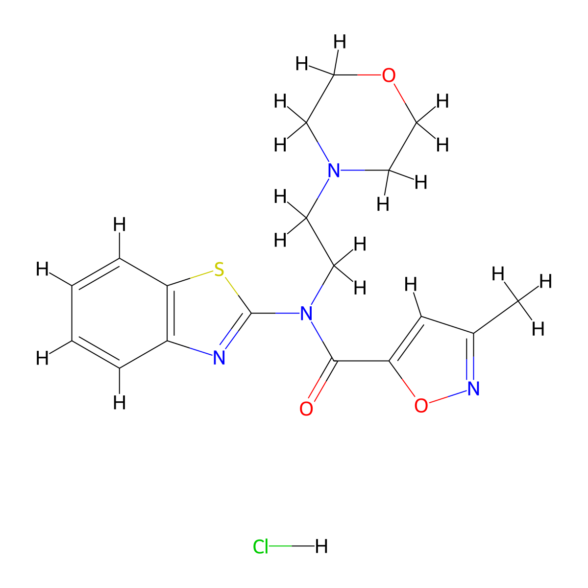 N-(benzo[d]thiazol-2-yl)-3-methyl-N-(2-morpholinoethyl)isoxazole-5-carboxamide hydrochloride molecular structure, CAS 1323342-03-5