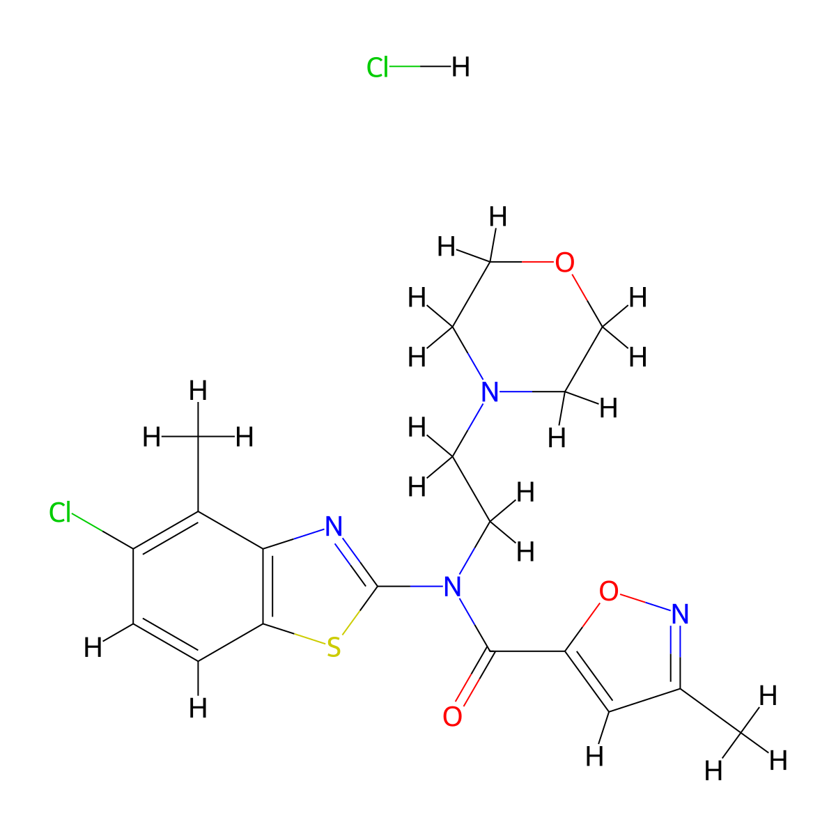 N-(5-chloro-4-methylbenzo[d]thiazol-2-yl)-3-methyl-N-(2-morpholinoethyl)isoxazole-5-carboxamide hydrochloride molecular structure, CAS 1323342-04-6