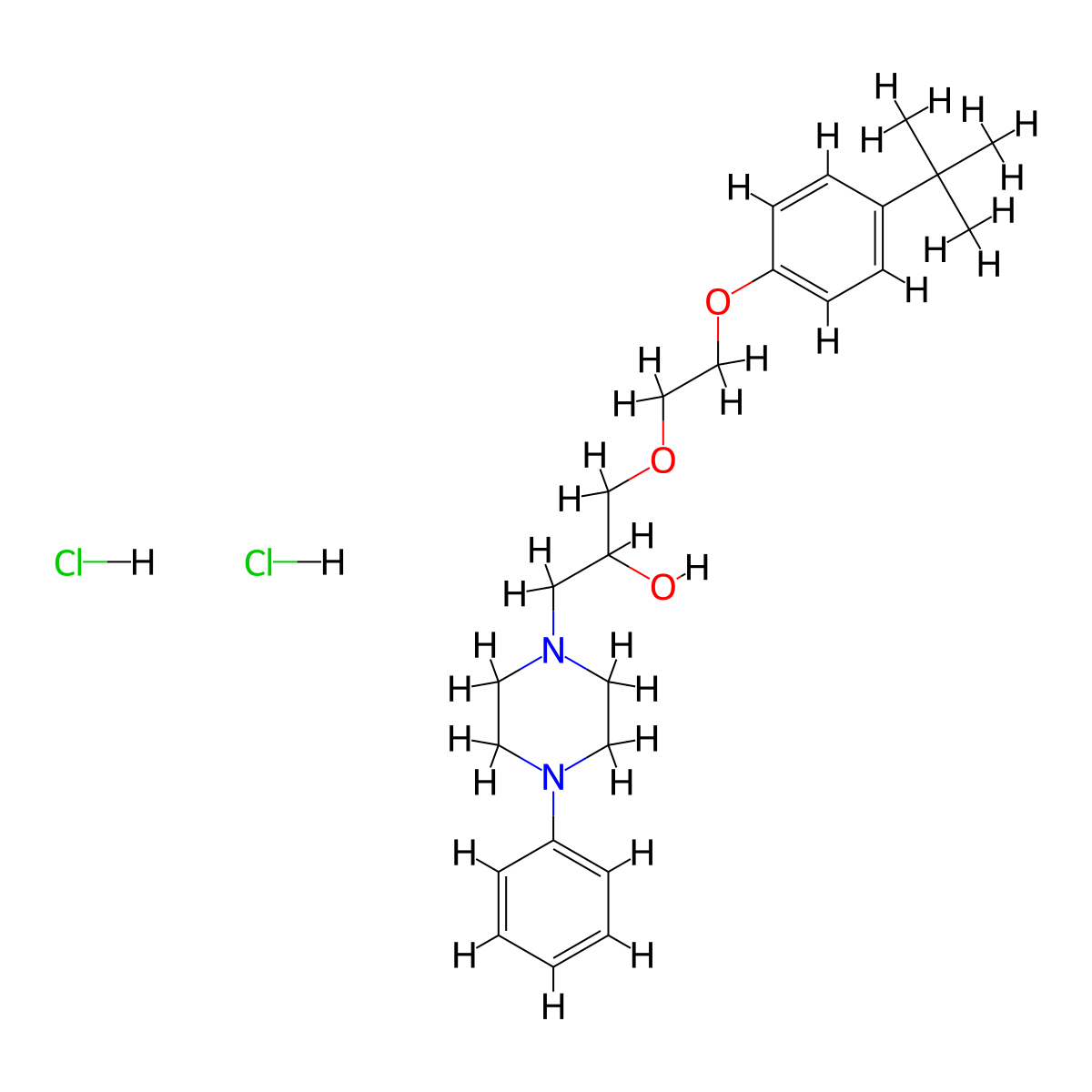 1-(2-(4-(Tert-butyl)phenoxy)ethoxy)-3-(4-phenylpiperazin-1-yl)propan-2-ol dihydrochloride molecular structure, CAS 1323342-21-7