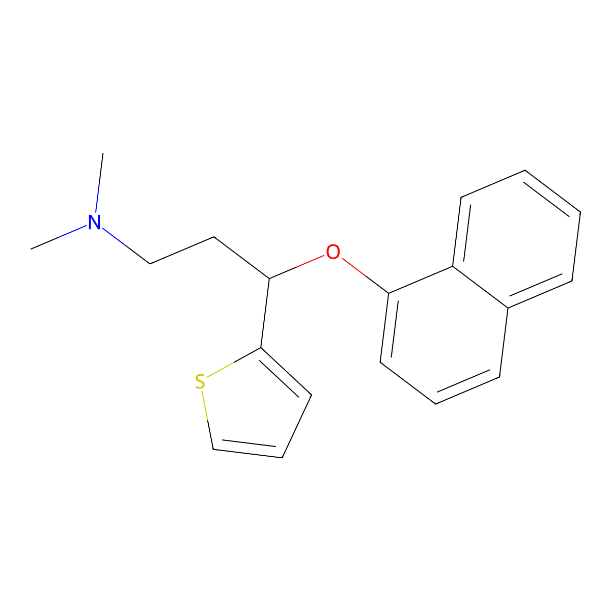 (S)-(+)-N,N-Dimethyl-3-(1-naphthalenyloxy)-3-(2-thienyl)propanamine molecular structure, CAS 132335-46-7