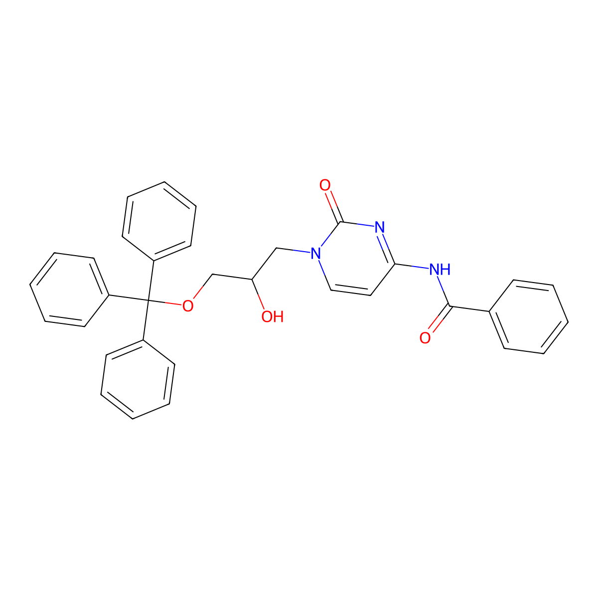 N-[1,2-Dihydro-1-[(2S)-2-hydroxy-3-(triphenylmethoxy)propyl]-2-oxo-4-pyrimidinyl]benzamide molecular structure, CAS 132336-34-6