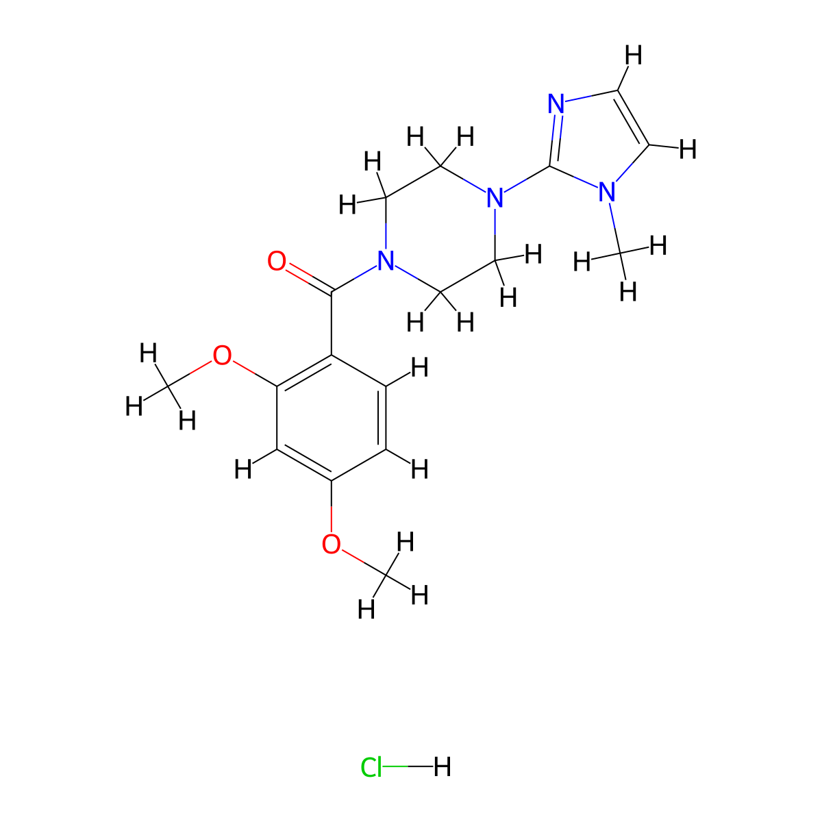 (2,4-dimethoxyphenyl)(4-(1-methyl-1H-imidazol-2-yl)piperazin-1-yl)methanone hydrochloride molecular structure, CAS 1323384-14-0