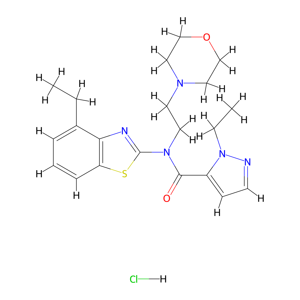 1-ethyl-N-(4-ethylbenzo[d]thiazol-2-yl)-N-(2-morpholinoethyl)-1H-pyrazole-5-carboxamide hydrochloride molecular structure, CAS 1323388-70-0