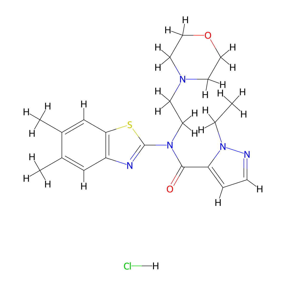 N-(5,6-dimethylbenzo[d]thiazol-2-yl)-1-ethyl-N-(2-morpholinoethyl)-1H-pyrazole-5-carboxamide hydrochloride molecular structure, CAS 1323388-74-4