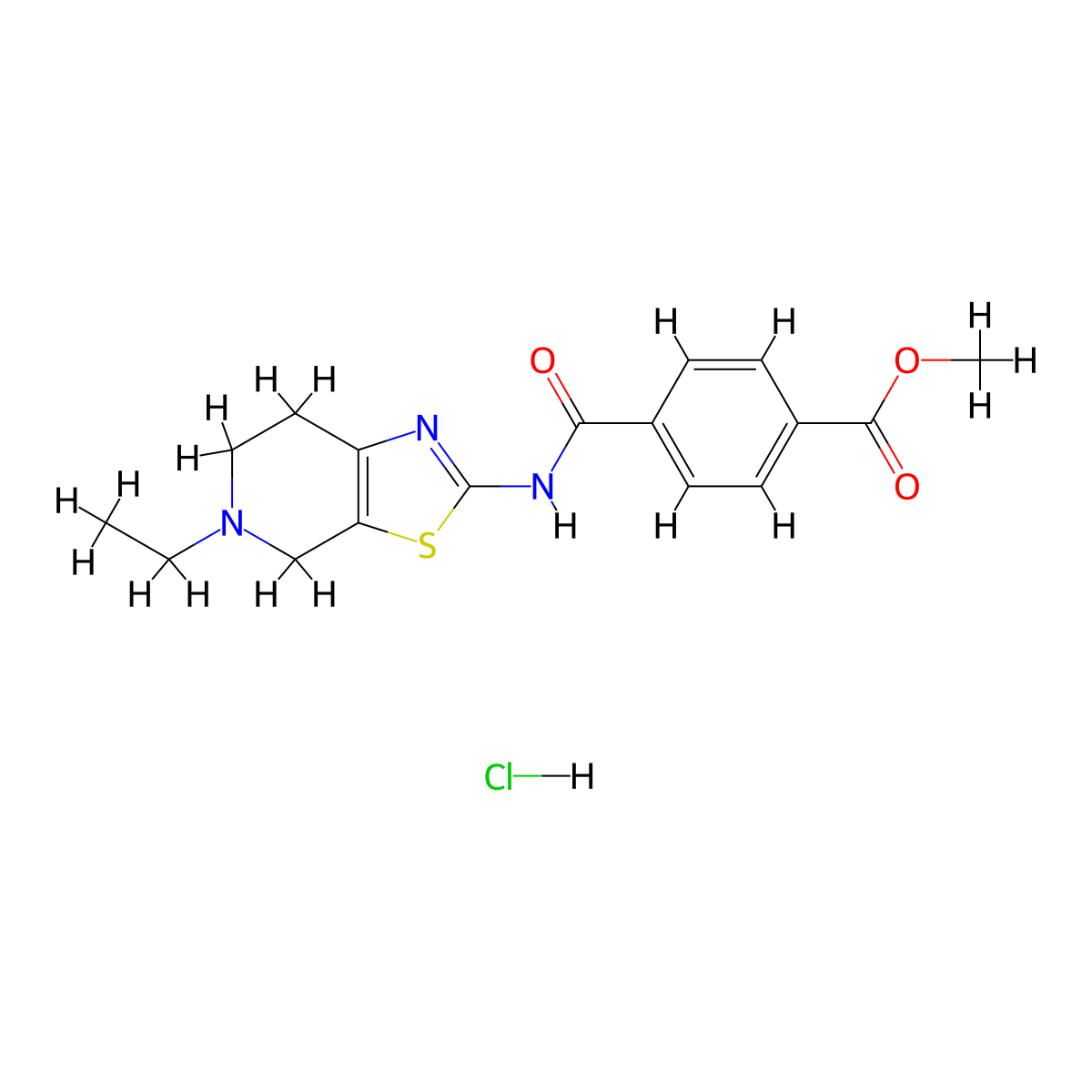 Methyl 4-((5-ethyl-4,5,6,7-tetrahydrothiazolo[5,4-c]pyridin-2-yl)carbamoyl)benzoate hydrochloride molecular structure, CAS 1323394-42-8