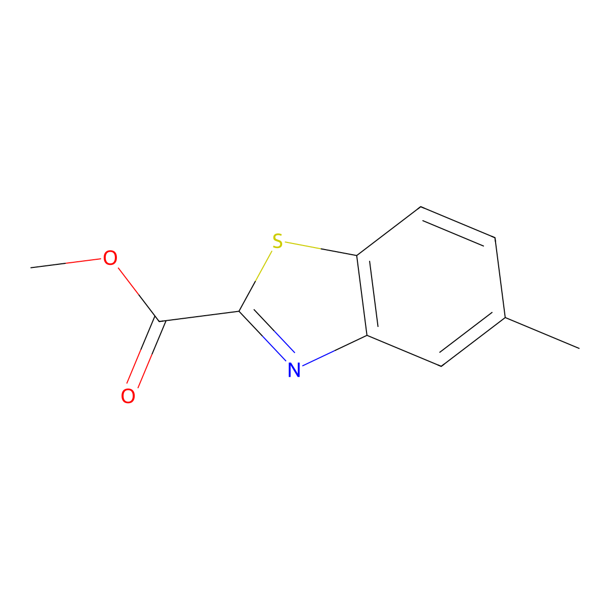 Methyl 5-methyl-1,3-benzothiazole-2-carboxylate molecular structure, CAS 1323408-10-1