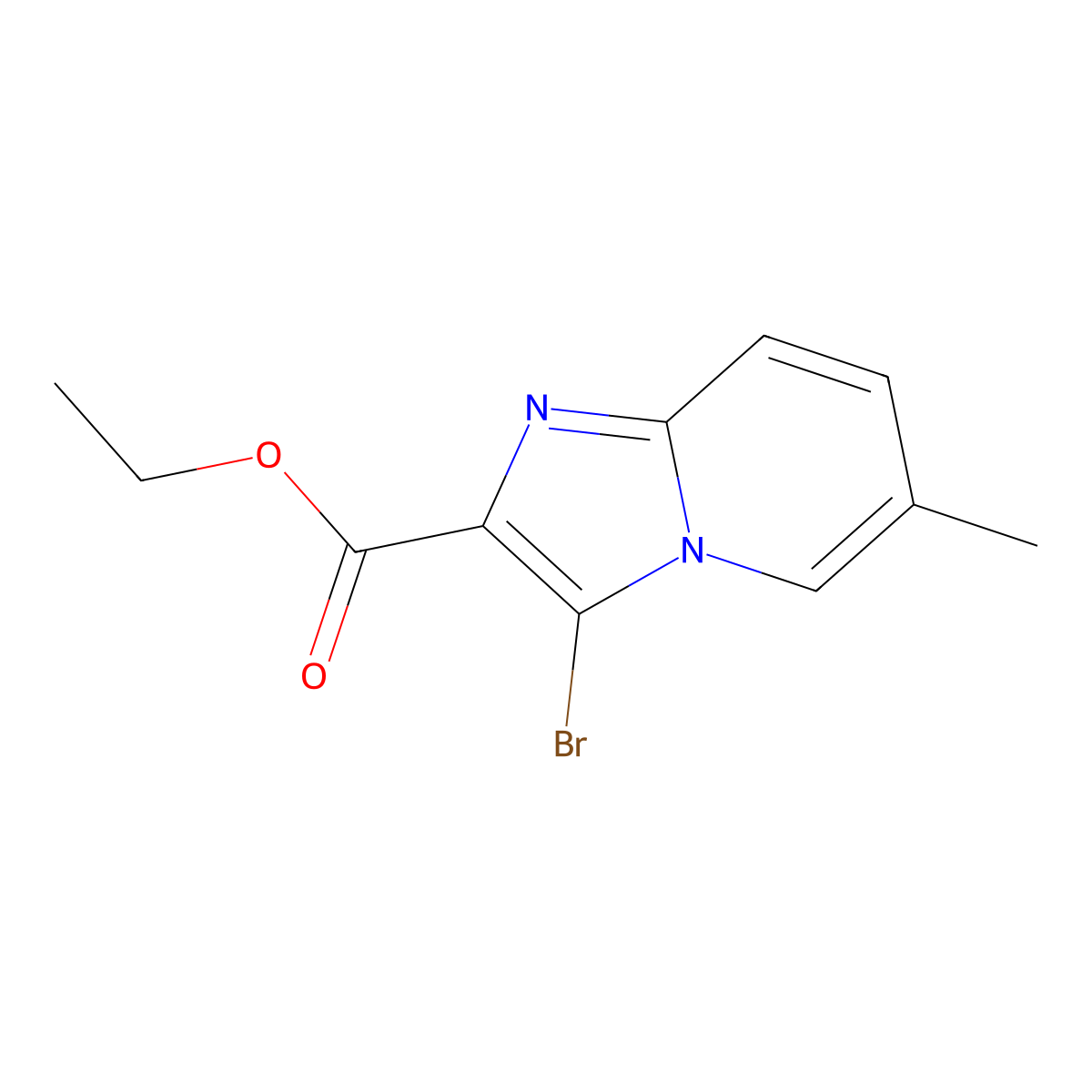 3-Bromo-6-methylimidazo[1,2-a]pyridine-2-carboxylic acid ethyl ester molecular structure, CAS 1323408-41-8
