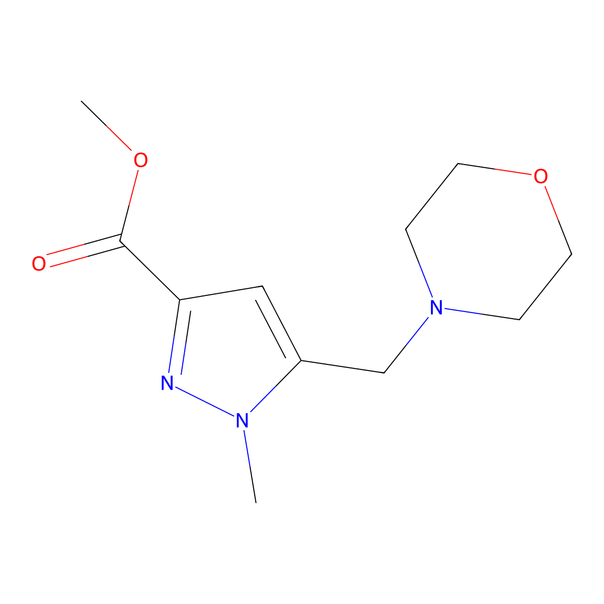 1-Methyl-5-morpholin-4-ylmethyl-1H-pyrazole-3-carboxylic acid methyl ester molecular structure, CAS 1323408-53-2