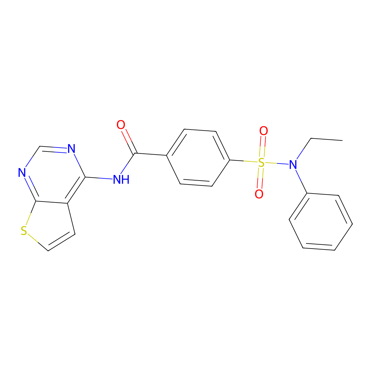 4-(N-ethyl-N-phenylsulfamoyl)-N-(thieno[2,3-d]pyrimidin-4-yl)benzamide molecular structure, CAS 1323419-81-3