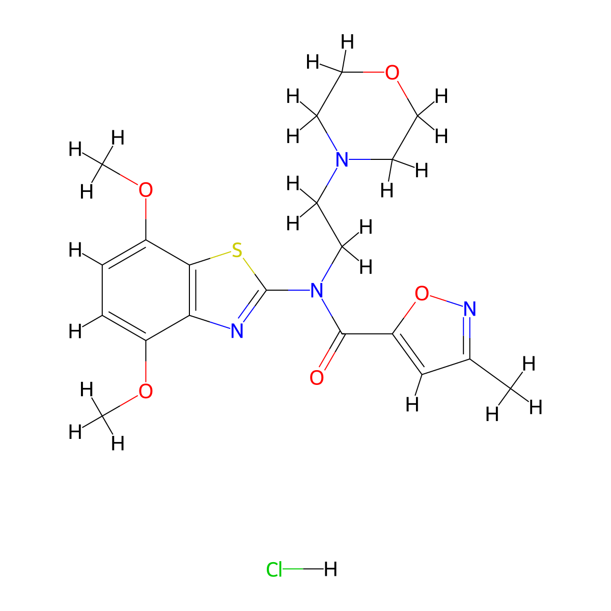 N-(4,7-dimethoxybenzo[d]thiazol-2-yl)-3-methyl-N-(2-morpholinoethyl)isoxazole-5-carboxamide hydrochloride molecular structure, CAS 1323432-13-8