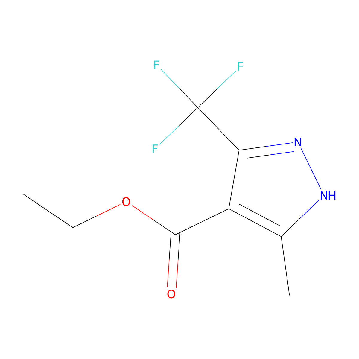 Ethyl 3-methyl-5-(trifluoromethyl)-1H-pyrazole-4-carboxylate molecular structure, CAS 1323438-82-9
