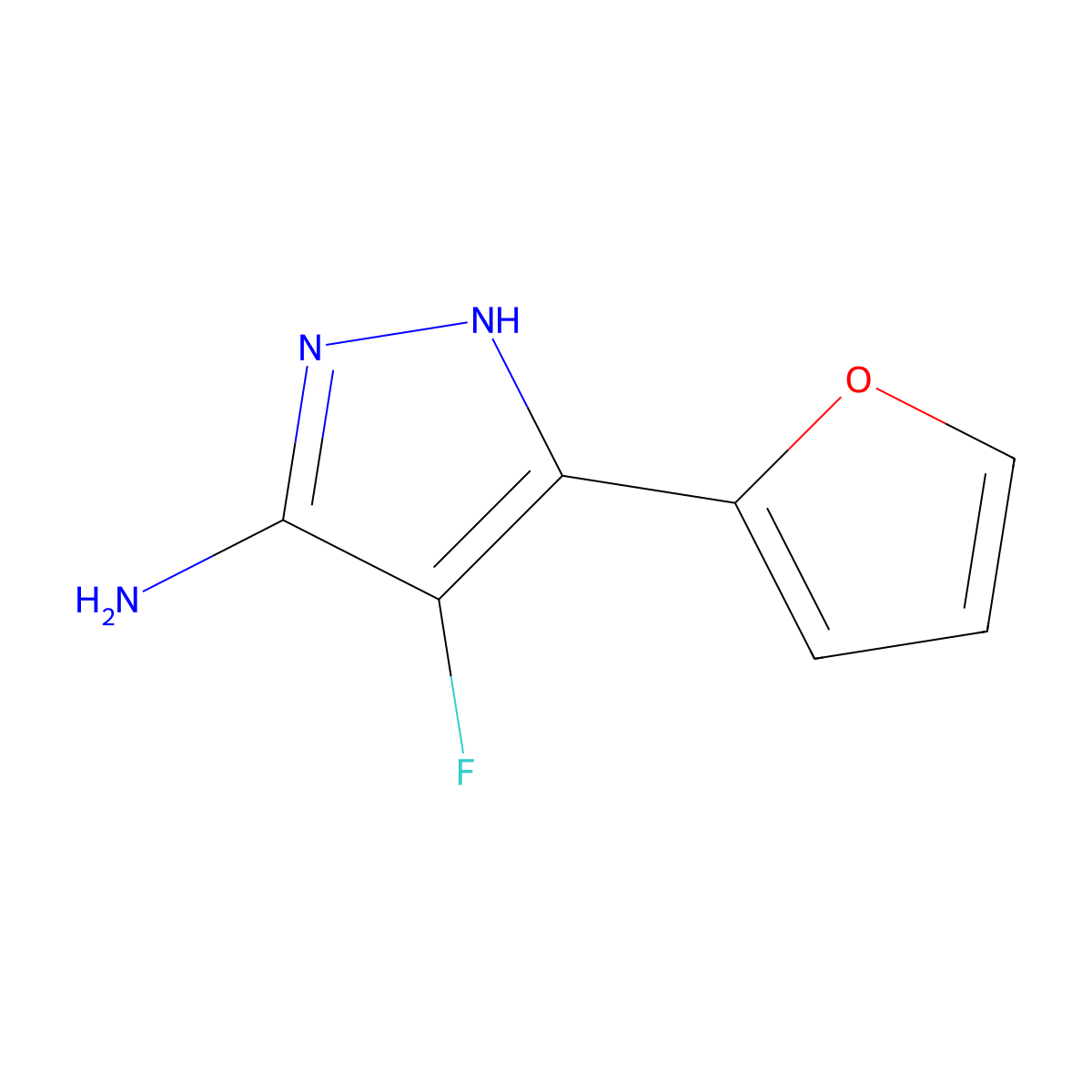 4-fluoro-3-(furan-2-yl)-1H-pyrazol-5-amine molecular structure, CAS 1323438-99-8