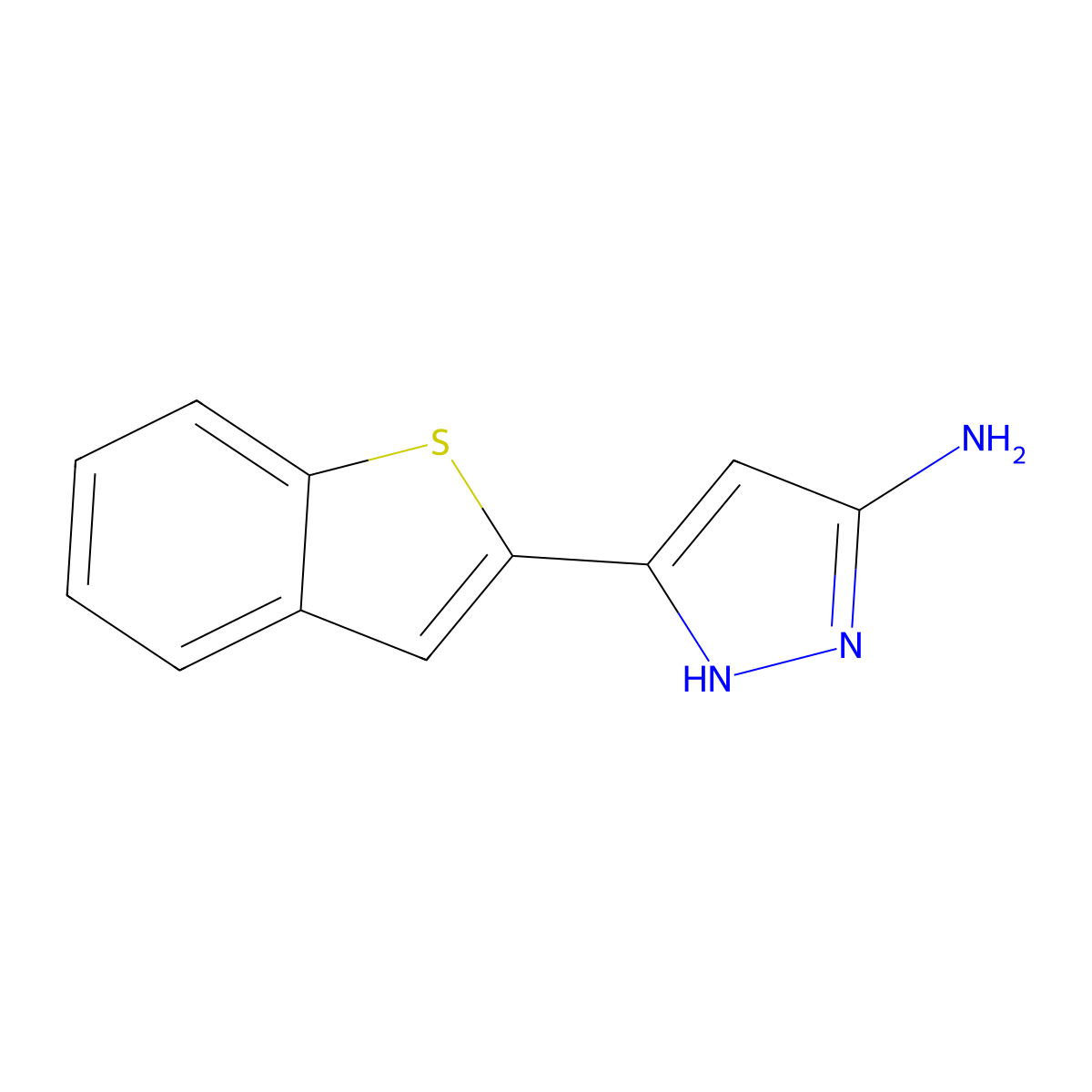 3-(1-benzothiophen-2-yl)-1H-pyrazol-5-amine molecular structure, CAS 1323441-05-9