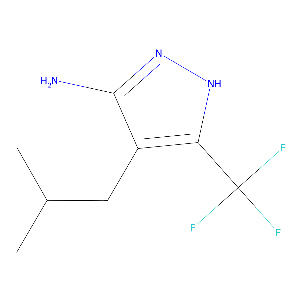 4-(2-Methylpropyl)-3-(trifluoromethyl)-1H-pyrazol-5-amine molecular structure, CAS 1323442-81-4