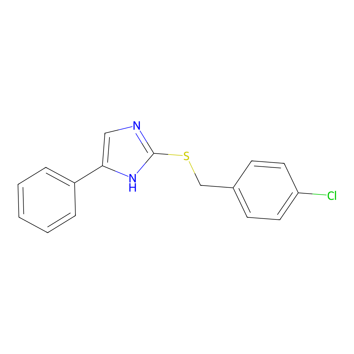 2-((4-chlorobenzyl)thio)-5-phenyl-1H-imidazole molecular structure, CAS 132346-59-9