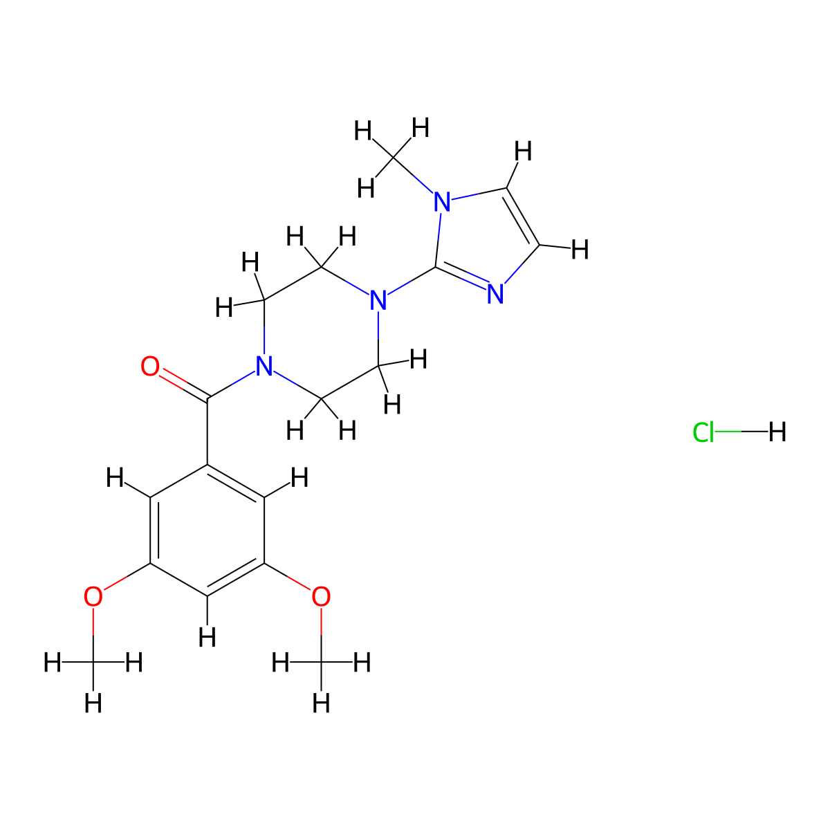 (3,5-dimethoxyphenyl)(4-(1-methyl-1H-imidazol-2-yl)piperazin-1-yl)methanone hydrochloride molecular structure, CAS 1323490-59-0