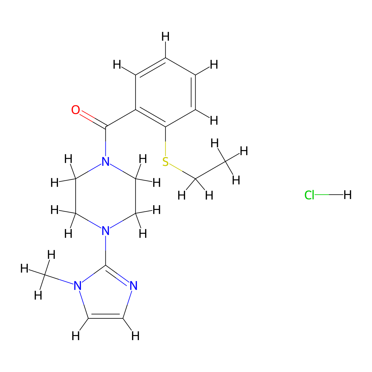(2-(ethylthio)phenyl)(4-(1-methyl-1H-imidazol-2-yl)piperazin-1-yl)methanone hydrochloride molecular structure, CAS 1323490-62-5