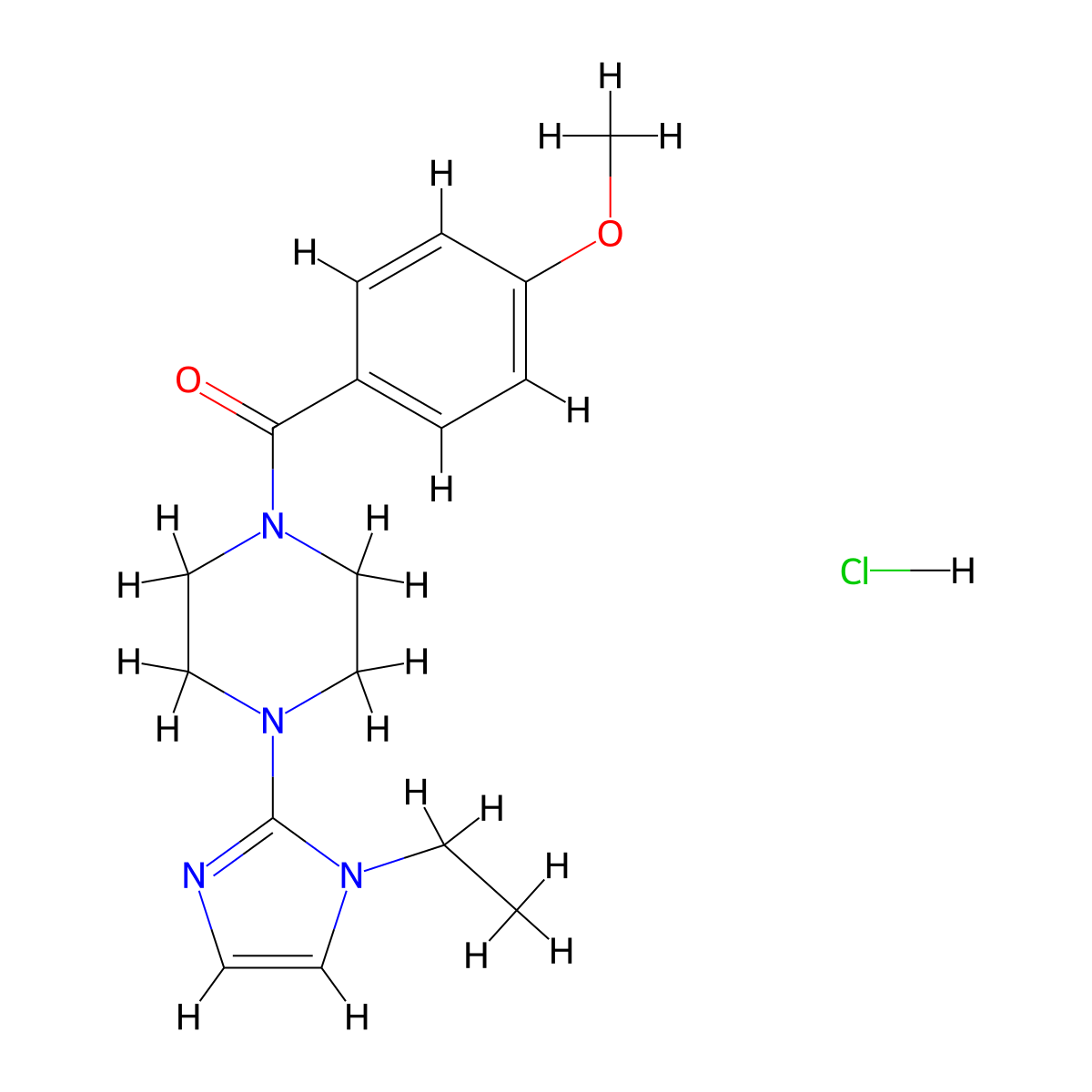 (4-(1-ethyl-1H-imidazol-2-yl)piperazin-1-yl)(4-methoxyphenyl)methanone hydrochloride molecular structure, CAS 1323490-64-7
