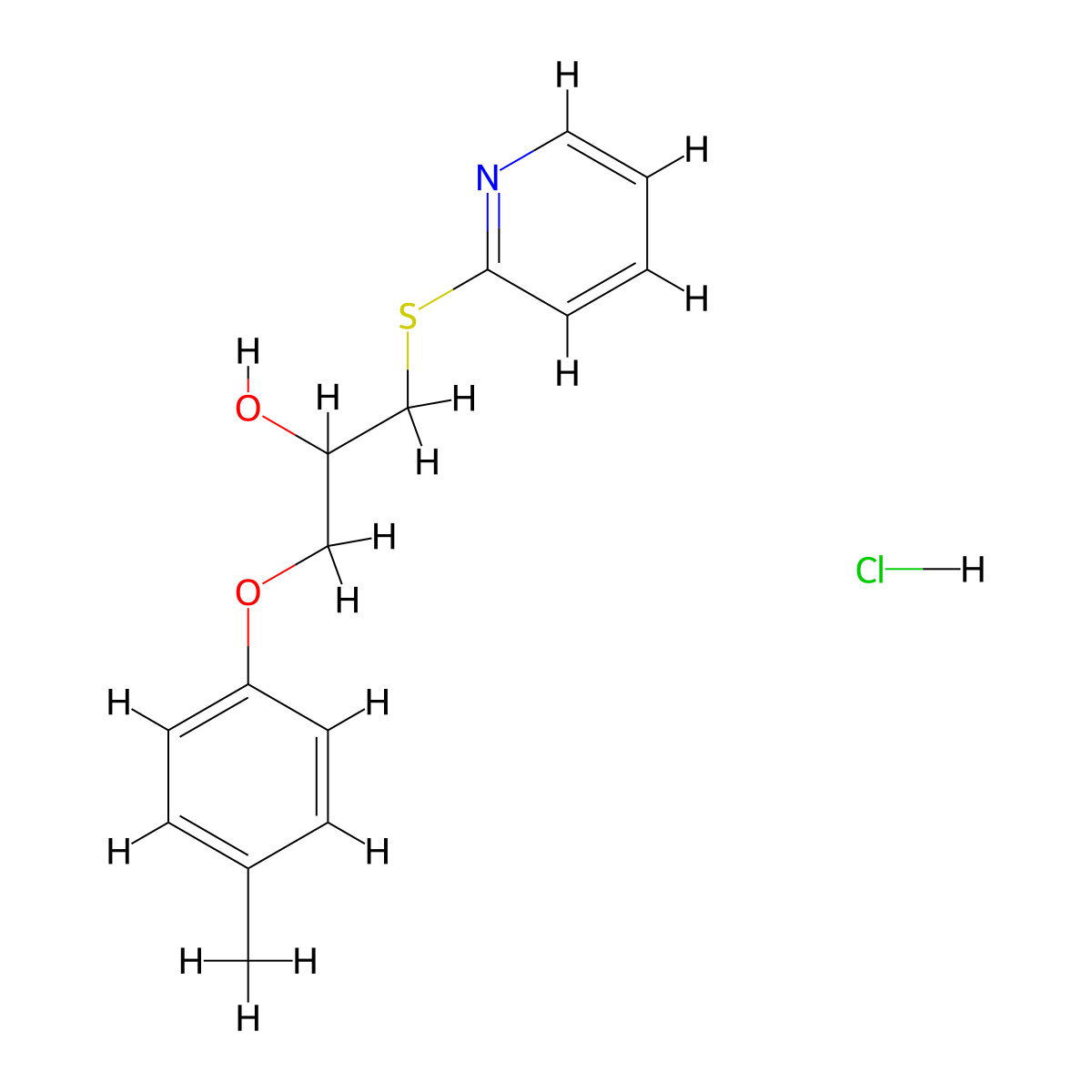 1-(Pyridin-2-ylthio)-3-(p-tolyloxy)propan-2-ol hydrochloride molecular structure, CAS 1323499-74-6
