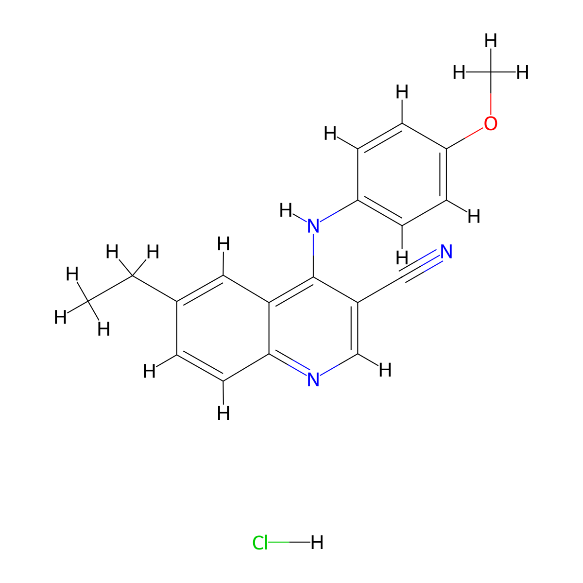 6-Ethyl-4-((4-methoxyphenyl)amino)quinoline-3-carbonitrile hydrochloride molecular structure, CAS 1323499-81-5