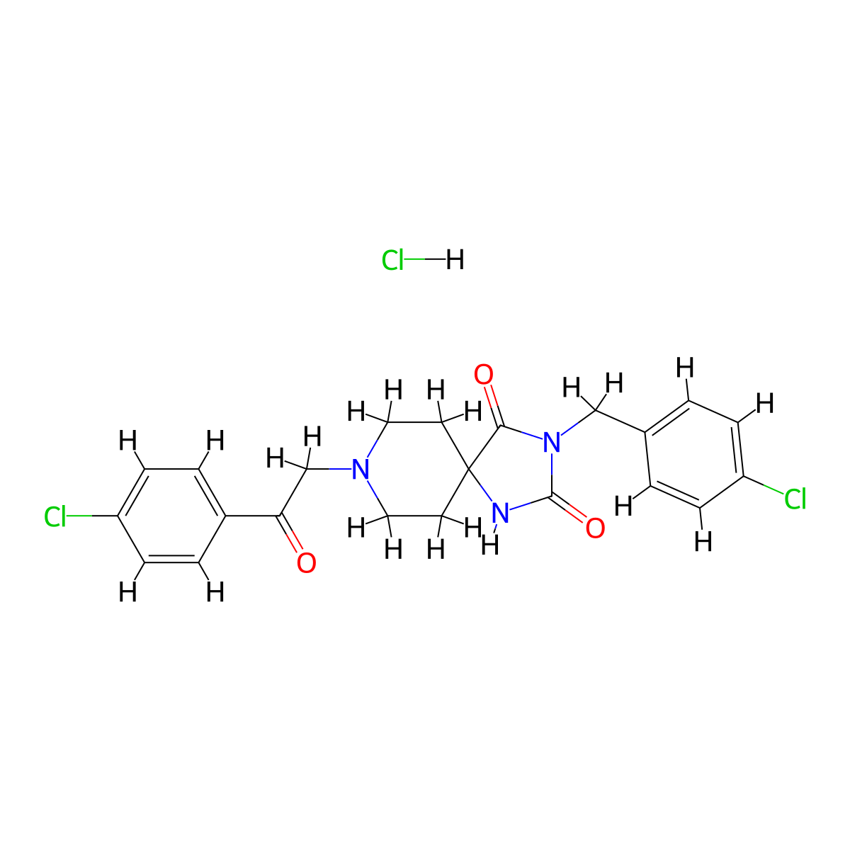 3-(4-Chlorobenzyl)-8-(2-(4-chlorophenyl)-2-oxoethyl)-1,3,8-triazaspiro[4.5]decane-2,4-dione hydrochloride molecular structure, CAS 1323501-74-1