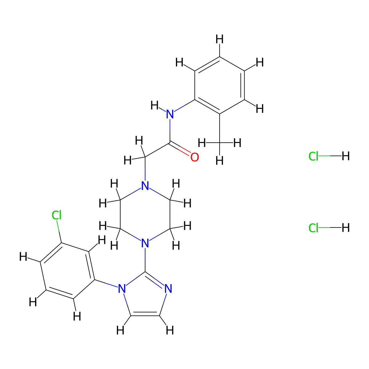 2-(4-(1-(3-chlorophenyl)-1H-imidazol-2-yl)piperazin-1-yl)-N-(o-tolyl)acetamide dihydrochloride molecular structure, CAS 1323501-77-4