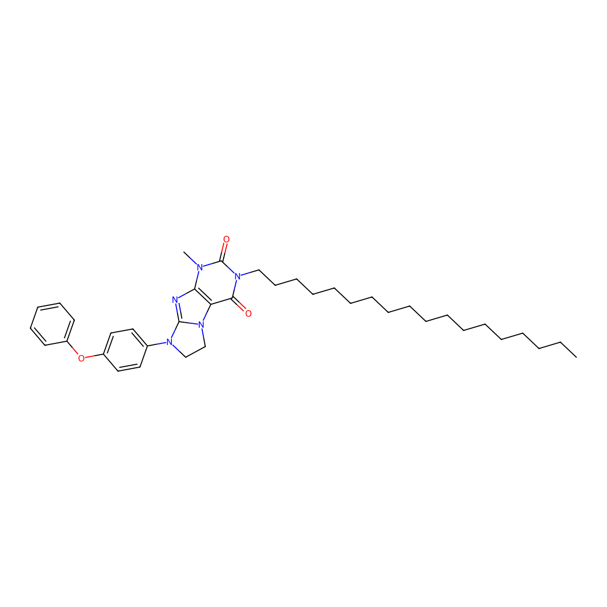 1-methyl-3-octadecyl-8-(4-phenoxyphenyl)-1H,2H,3H,4H,6H,7H,8H-imidazo[1,2-g]purine-2,4-dione molecular structure, CAS 1323502-98-2