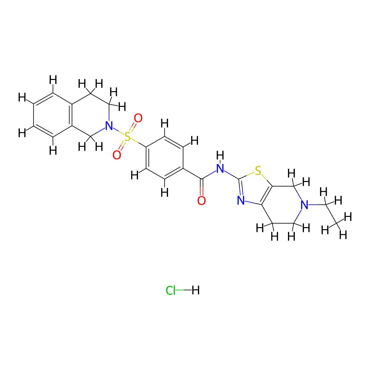 4-((3,4-dihydroisoquinolin-2(1H)-yl)sulfonyl)-N-(5-ethyl-4,5,6,7-tetrahydrothiazolo[5,4-c]pyridin-2-yl)benzamide hydrochloride molecular structure, CAS 1323514-34-6