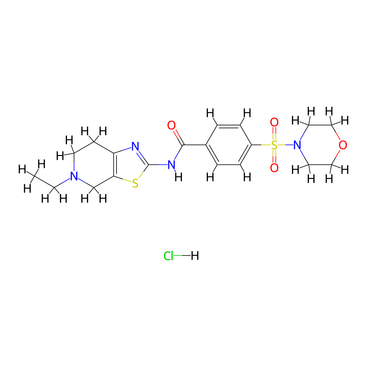 N-(5-ethyl-4,5,6,7-tetrahydrothiazolo[5,4-c]pyridin-2-yl)-4-(morpholinosulfonyl)benzamide hydrochloride molecular structure, CAS 1323520-09-7
