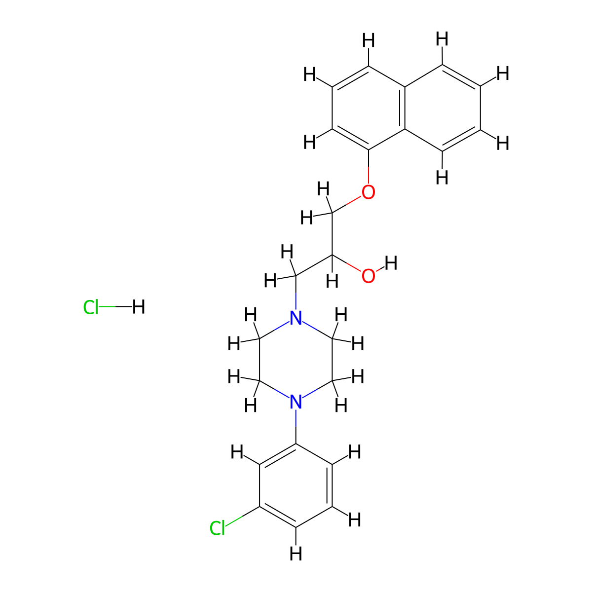 1-[4-(3-Chlorophenyl)piperazin-1-YL]-3-(naphthalen-1-yloxy)propan-2-OL hydrochloride molecular structure, CAS 1323528-64-8