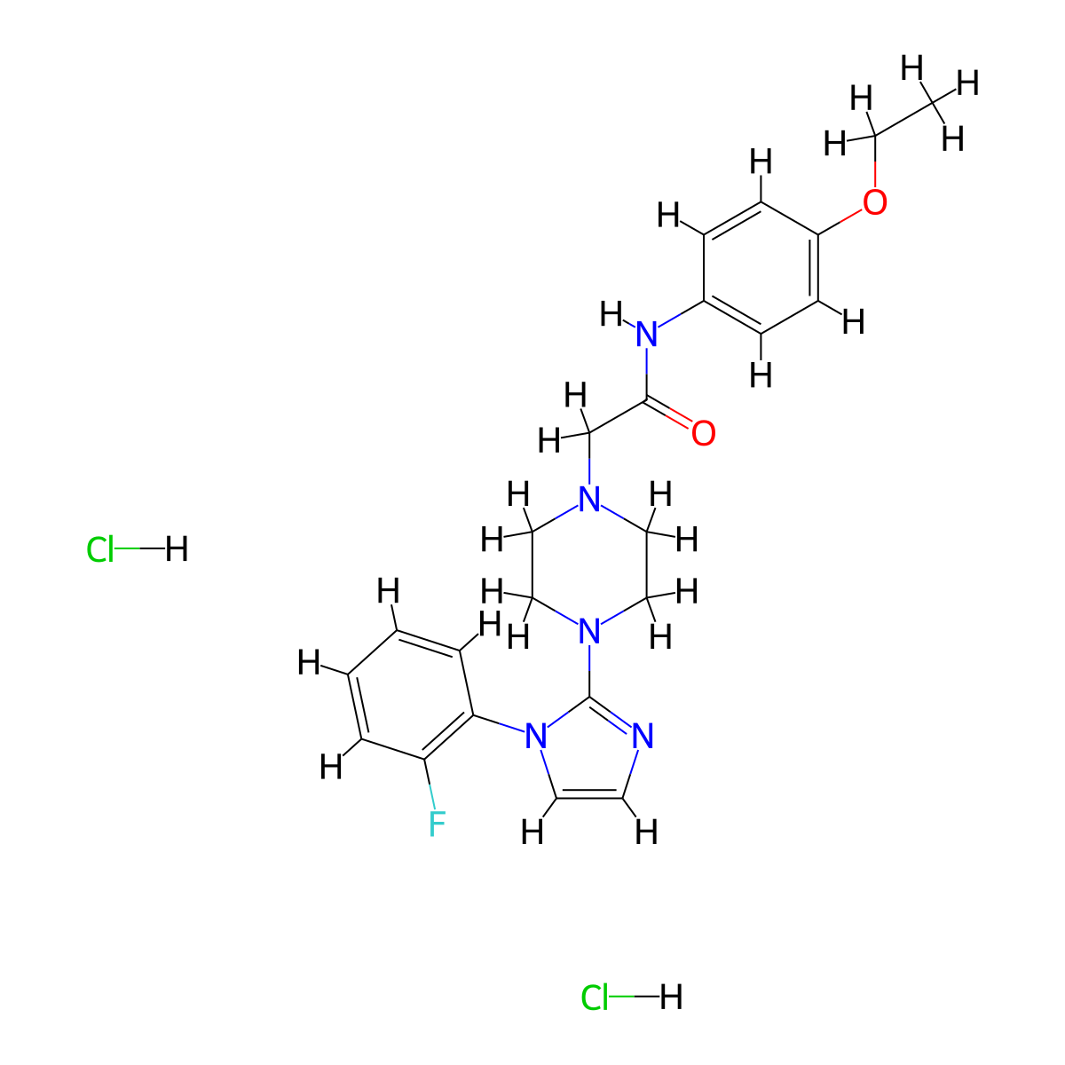 N-(4-ethoxyphenyl)-2-(4-(1-(2-fluorophenyl)-1H-imidazol-2-yl)piperazin-1-yl)acetamide dihydrochloride molecular structure, CAS 1323528-68-2