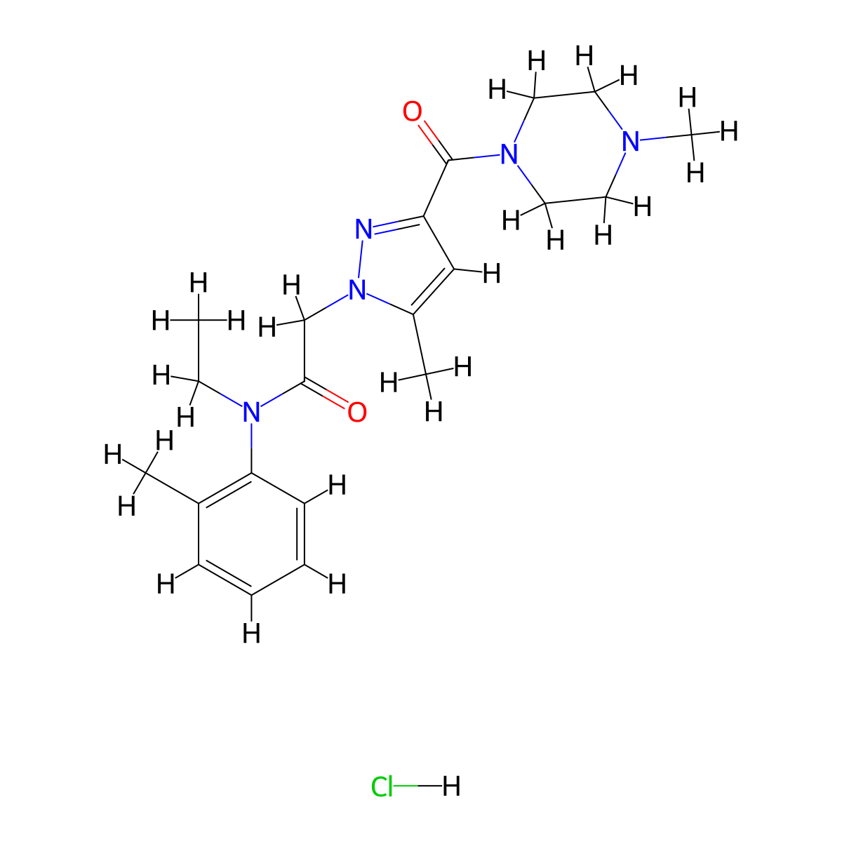 N-ethyl-2-(5-methyl-3-(4-methylpiperazine-1-carbonyl)-1H-pyrazol-1-yl)-N-(o-tolyl)acetamide hydrochloride molecular structure, CAS 1323528-70-6