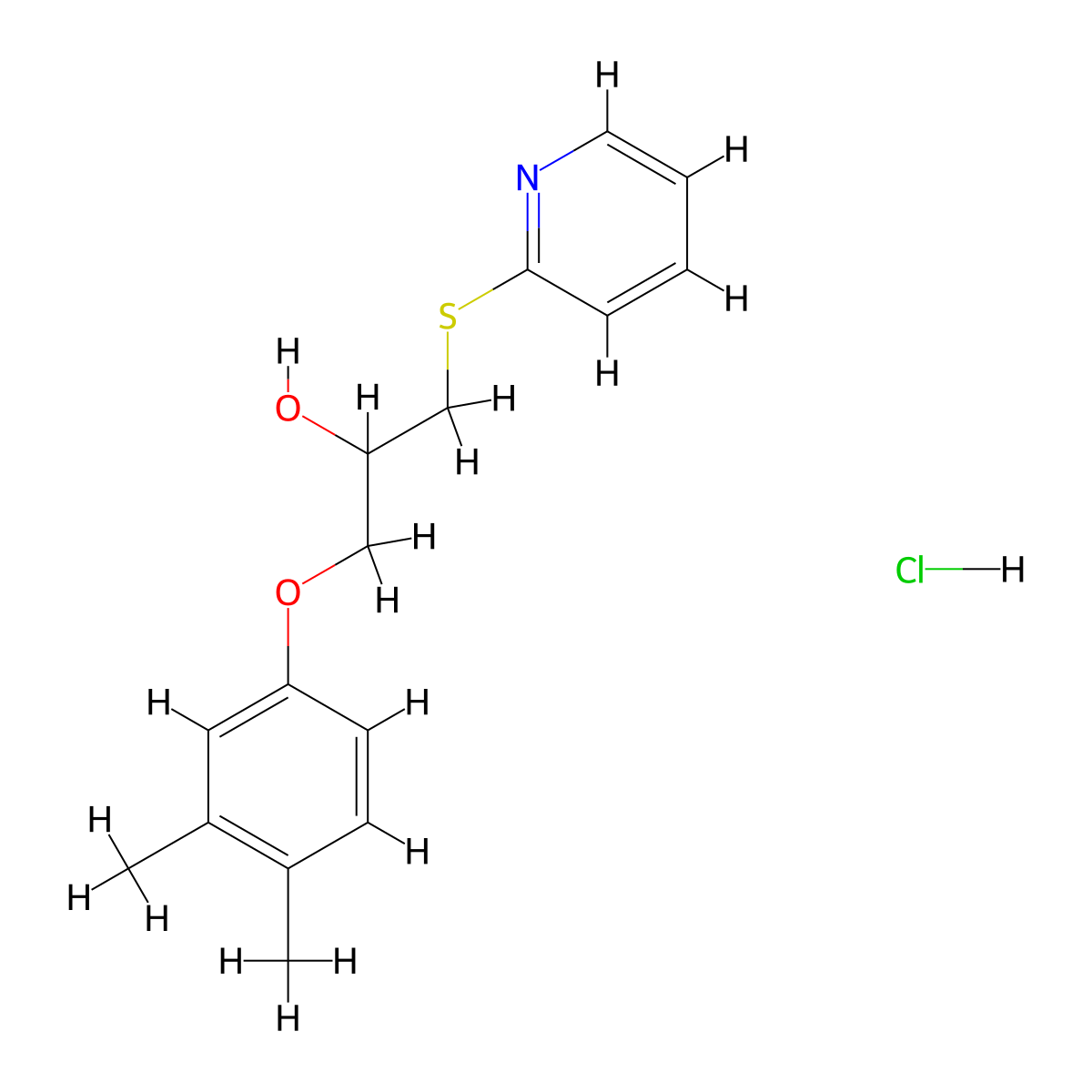 1-(3,4-Dimethylphenoxy)-3-(pyridin-2-ylthio)propan-2-ol hydrochloride molecular structure, CAS 1323528-72-8