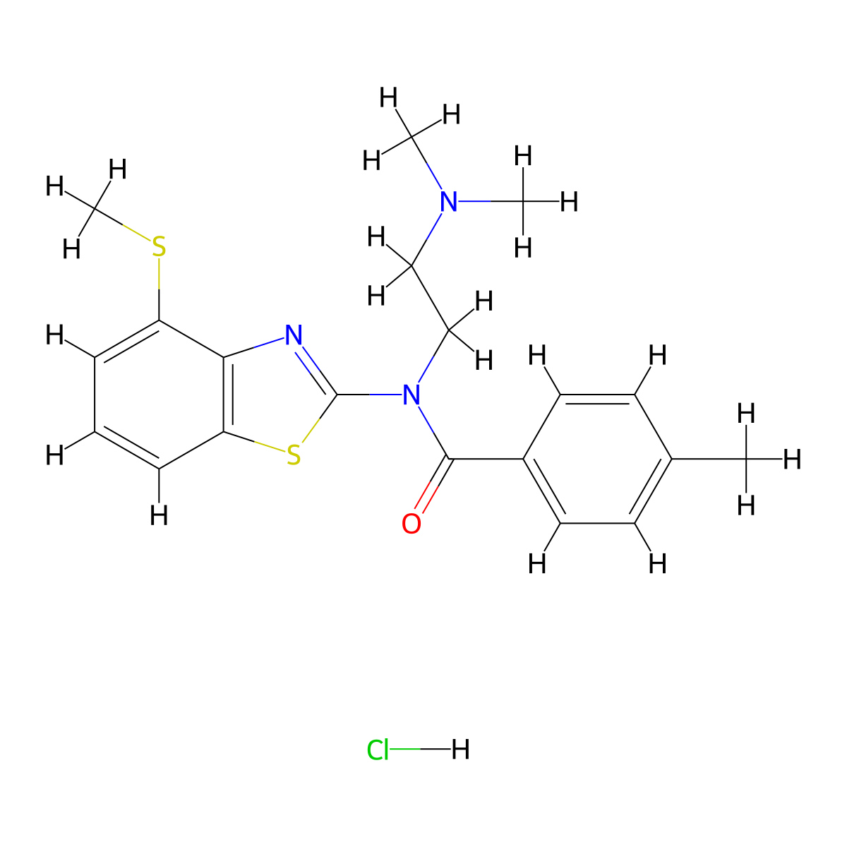 N-(2-(dimethylamino)ethyl)-4-methyl-N-(4-(methylthio)benzo[d]thiazol-2-yl)benzamide hydrochloride molecular structure, CAS 1323529-45-8