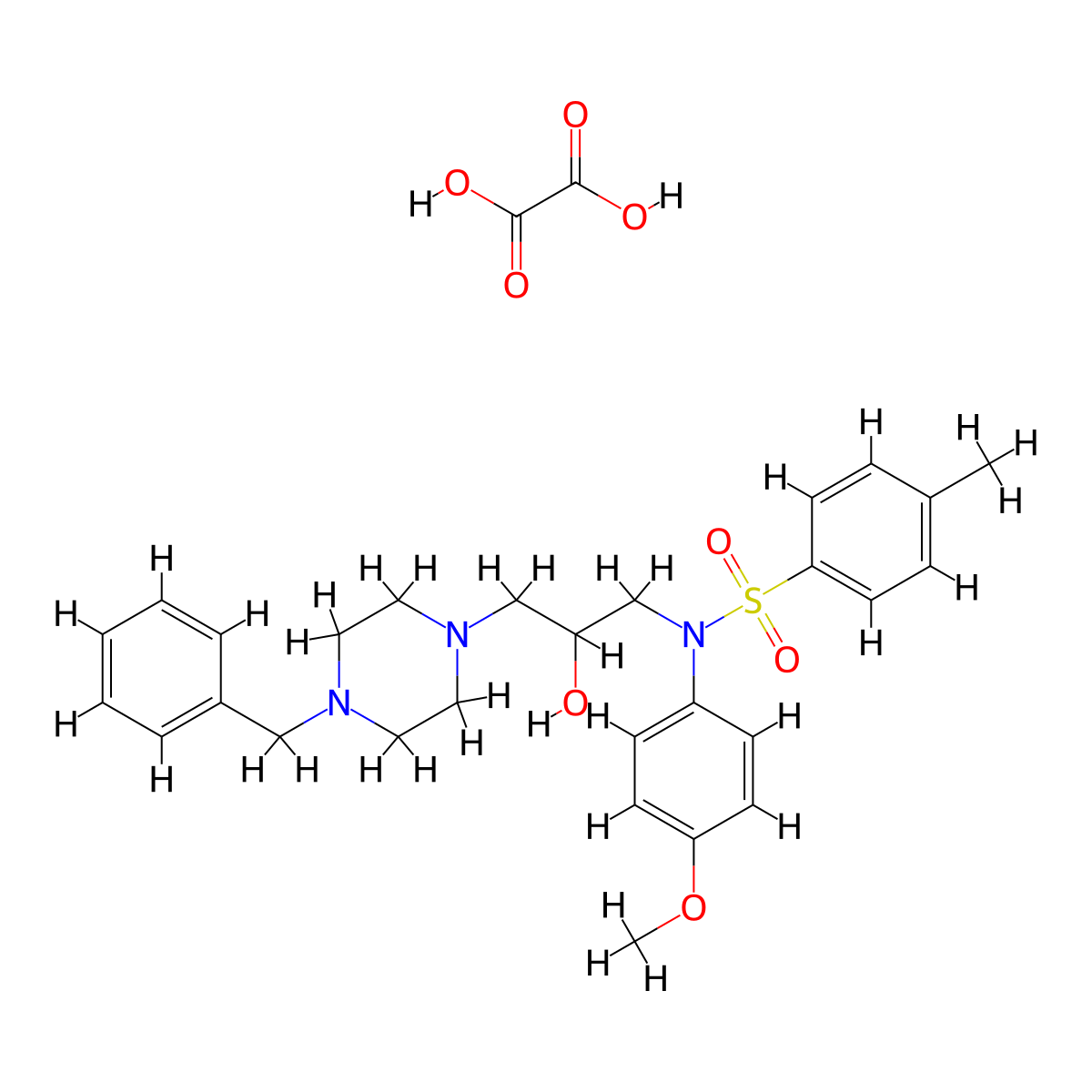 N-(3-(4-benzylpiperazin-1-yl)-2-hydroxypropyl)-N-(4-methoxyphenyl)-4-methylbenzenesulfonamide oxalate molecular structure, CAS 1323535-01-8