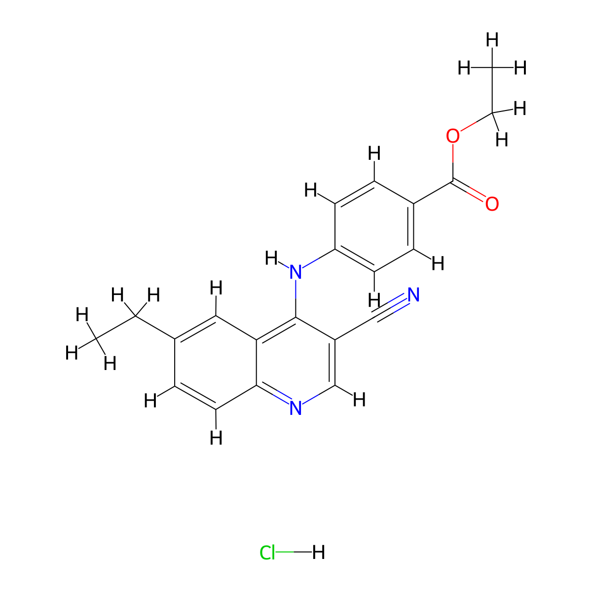 Ethyl 4-[(3-cyano-6-ethylquinolin-4-YL)amino]benzoate hydrochloride molecular structure, CAS 1323535-03-0