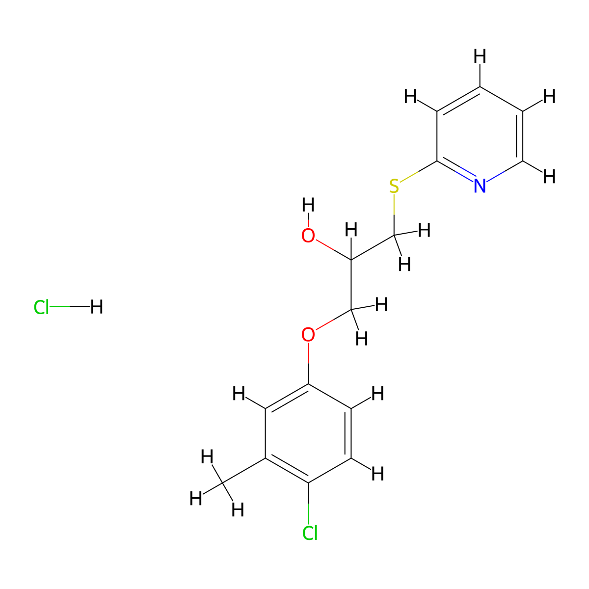 1-(4-Chloro-3-methylphenoxy)-3-(pyridin-2-ylthio)propan-2-ol hydrochloride molecular structure, CAS 1323535-04-1