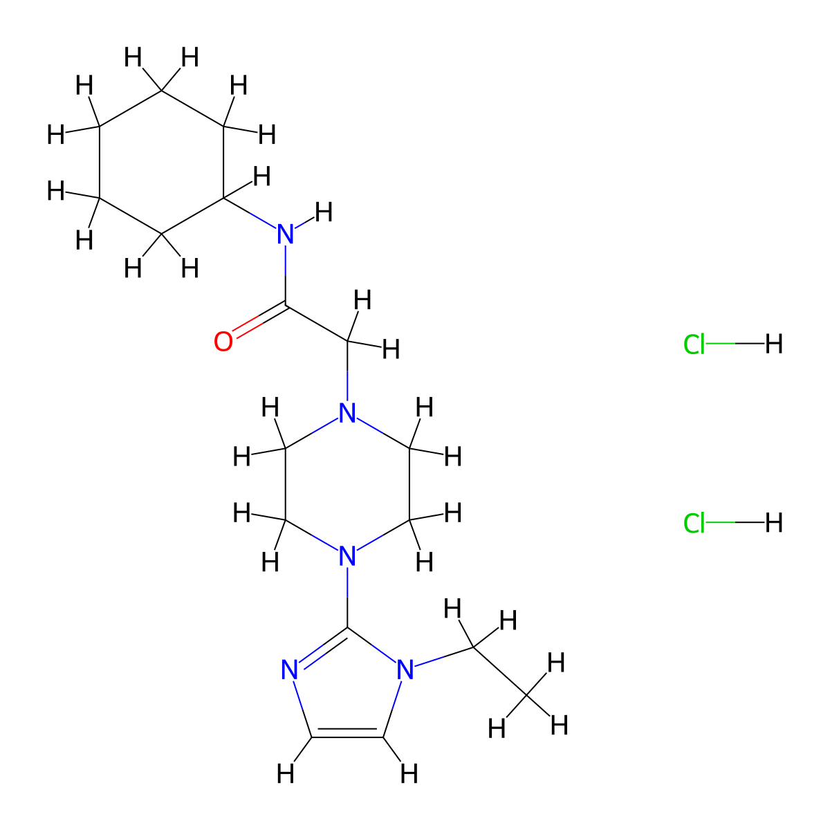 N-cyclohexyl-2-[4-(1-ethyl-1H-imidazol-2-yl)piperazin-1-yl]acetamide dihydrochloride molecular structure, CAS 1323535-06-3