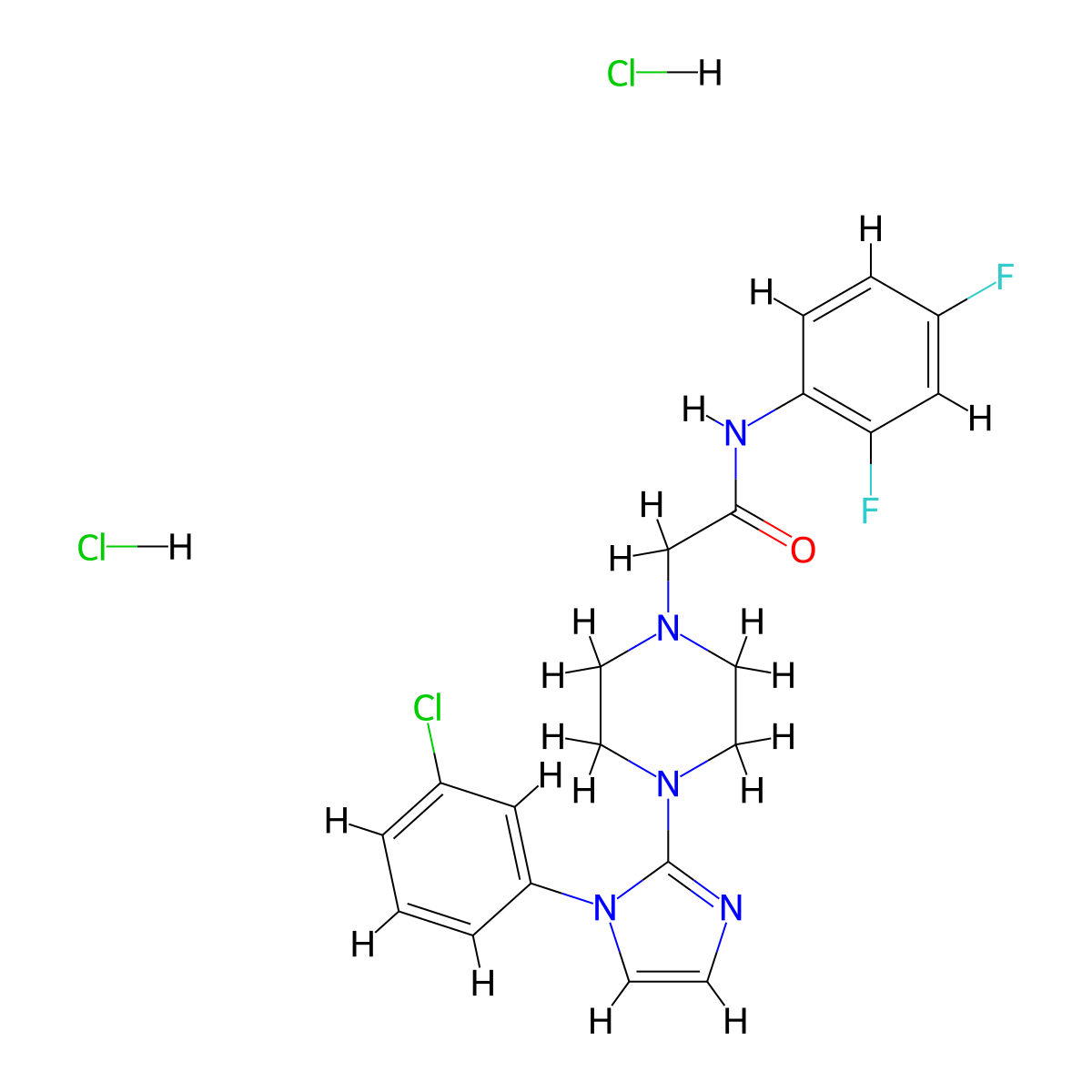2-(4-(1-(3-chlorophenyl)-1H-imidazol-2-yl)piperazin-1-yl)-N-(2,4-difluorophenyl)acetamide dihydrochloride molecular structure, CAS 1323535-08-5