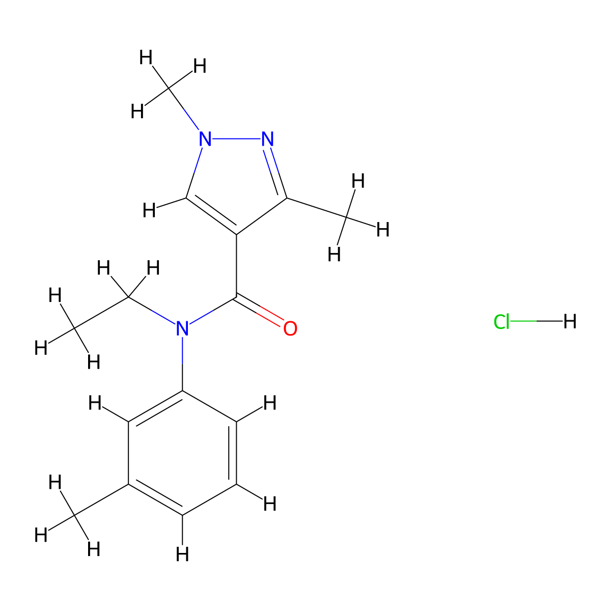 N-ethyl-1,3-dimethyl-N-(m-tolyl)-1H-pyrazole-4-carboxamide hydrochloride molecular structure, CAS 1323535-09-6