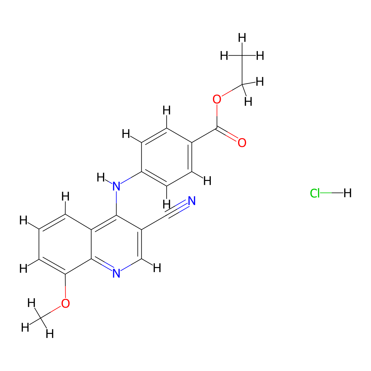 Ethyl 4-((3-cyano-8-methoxyquinolin-4-yl)amino)benzoate hydrochloride molecular structure, CAS 1323535-11-0