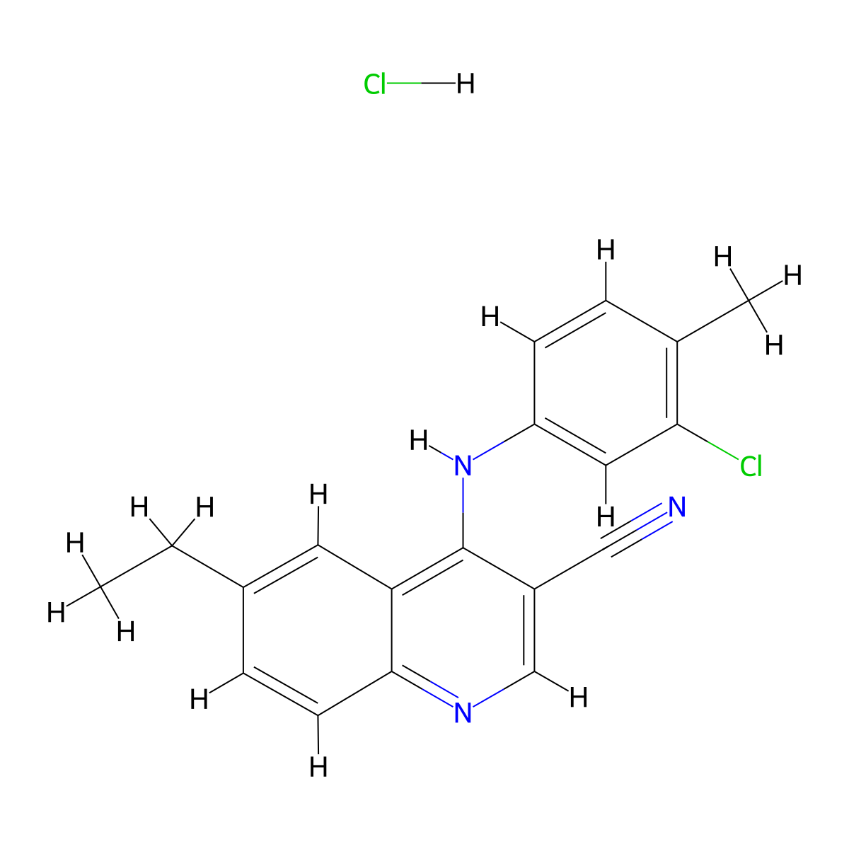 4-[(3-Chloro-4-methylphenyl)amino]-6-ethylquinoline-3-carbonitrile hydrochloride molecular structure, CAS 1323535-16-5