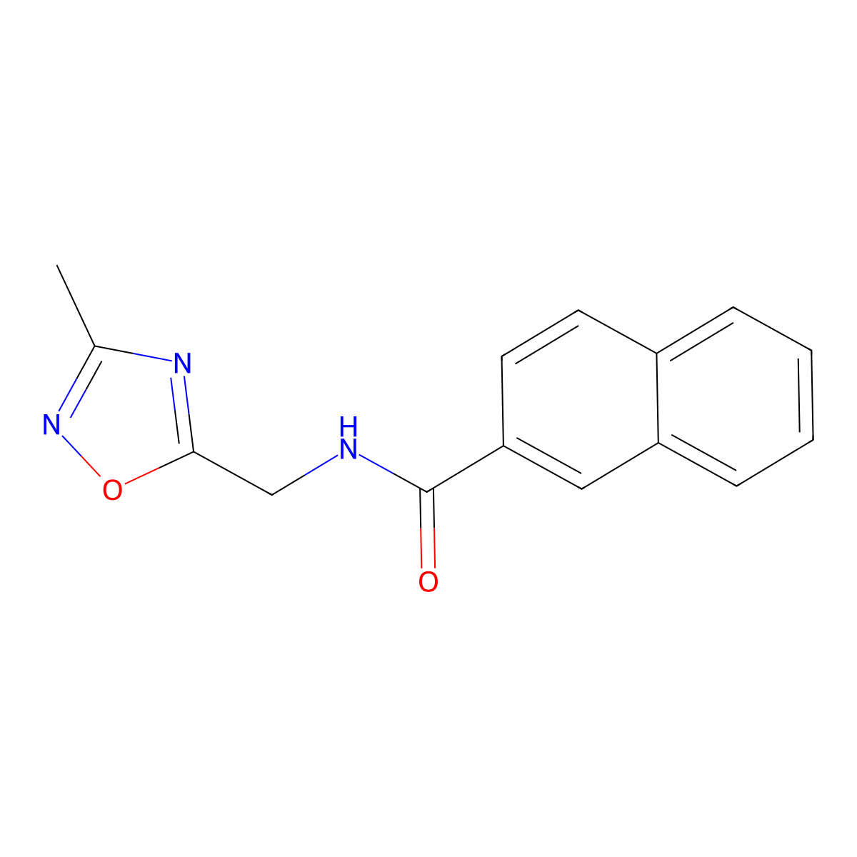 N-((3-methyl-1,2,4-oxadiazol-5-yl)methyl)-2-naphthamide molecular structure, CAS 1323535-67-6