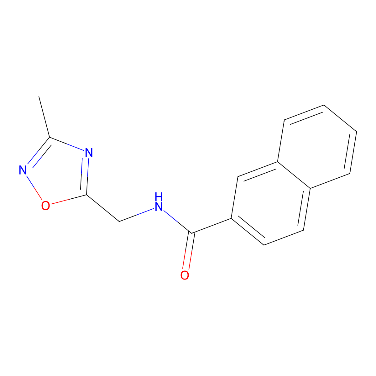 N-((3-methyl-1,2,4-oxadiazol-5-yl)methyl)-2-naphthamide molecular structure, CAS 1323535-67-6